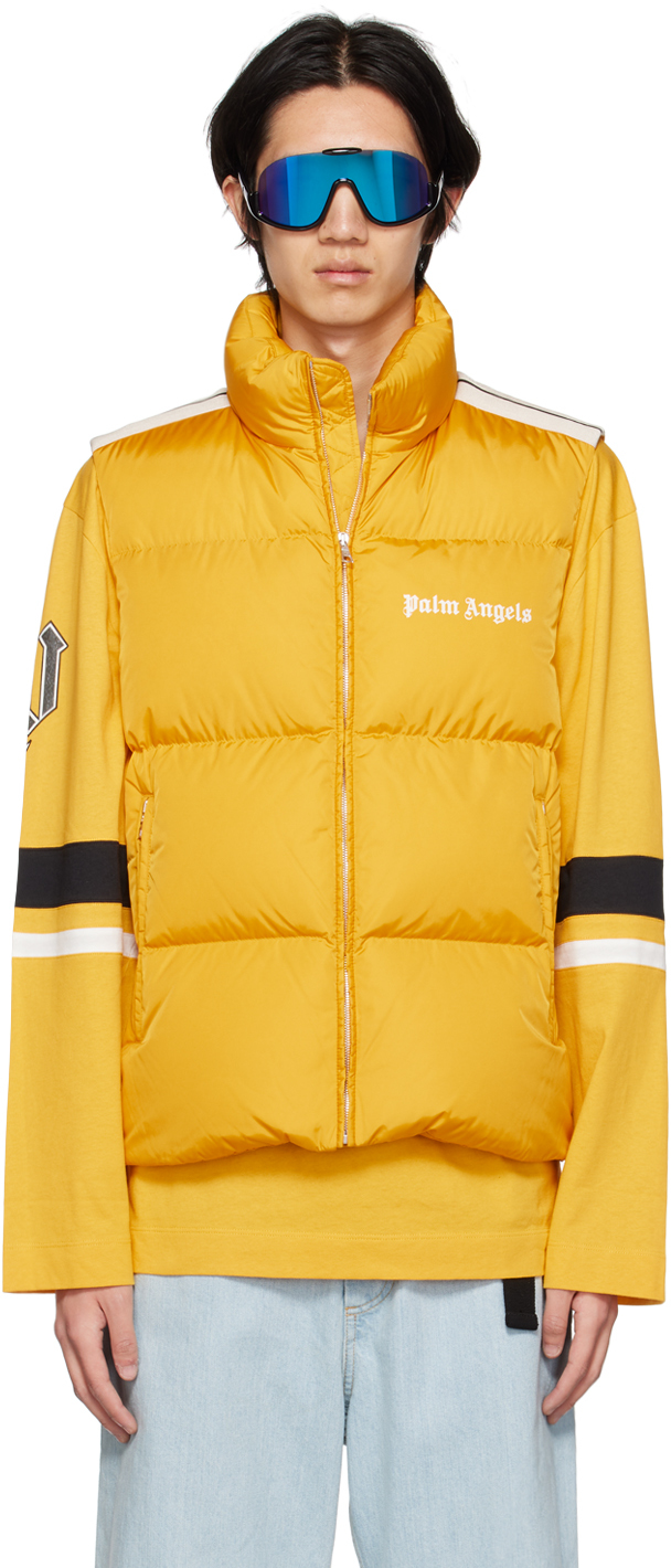 Shop Moncler Genius 8 Moncler Palm Angels Yellow Down Vest In 125 Yellow