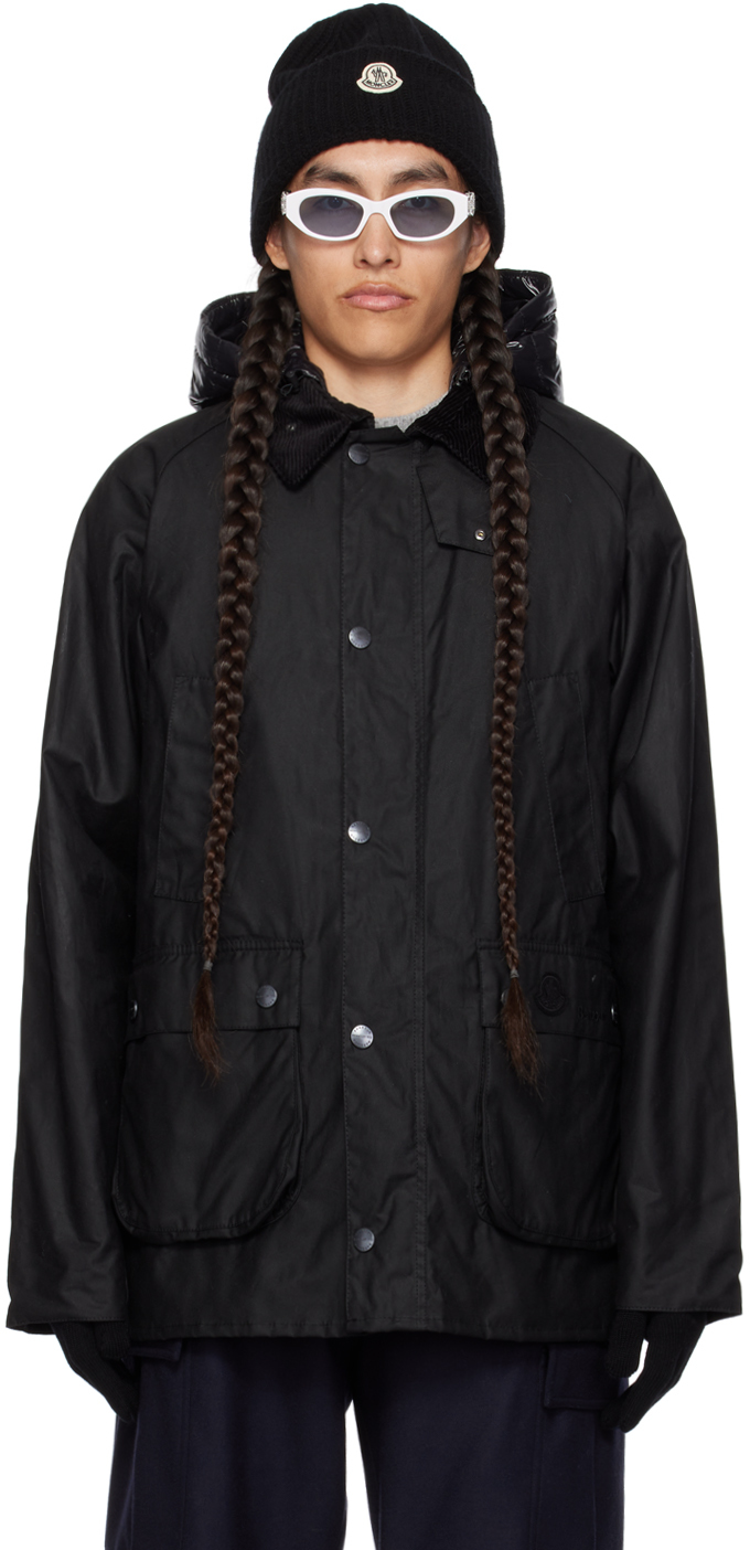 Shop Moncler Genius 2 Moncler 1952 Black Barbour Coat & Vest In 999 Black