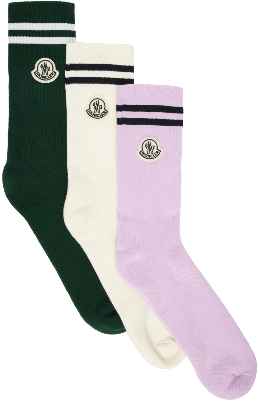 Three-Pack Multicolor Striped Socks