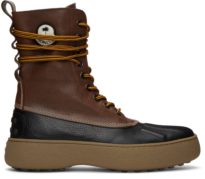 Moncler Genius 8 Moncler Palm Angels Brown & Black Winter Gommino Boots In P39 Brown
