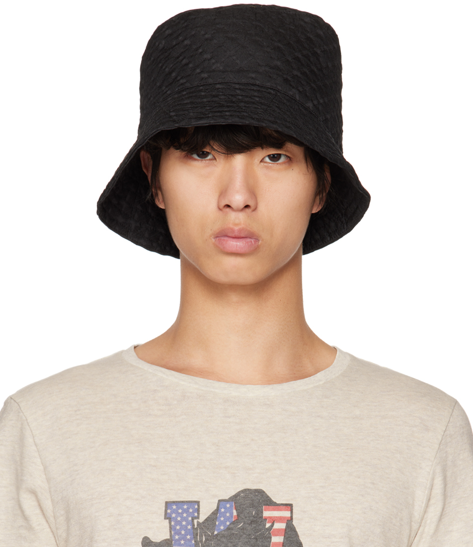 Engineered Garments Black Graphic Bucket Hat In Kt036 Black