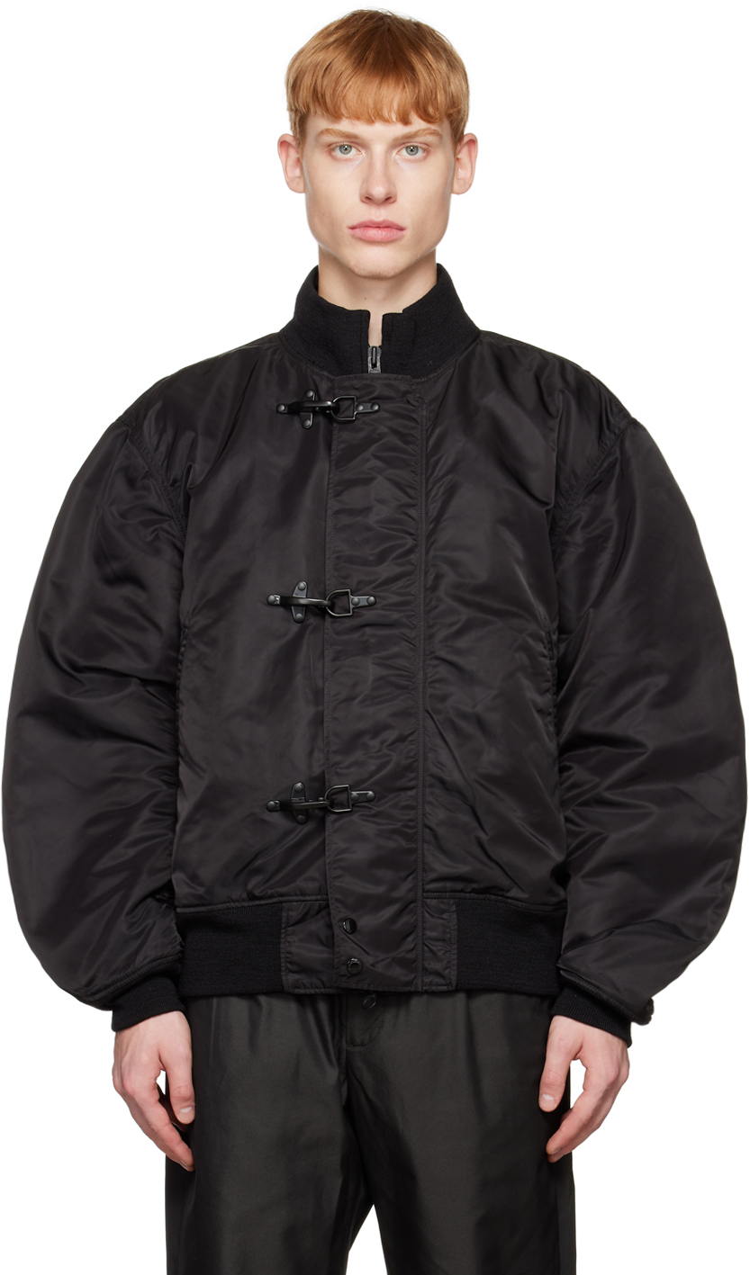 Black Polyester Bomber Jacket SSENSE Men Clothing Jackets Bomber Jackets 