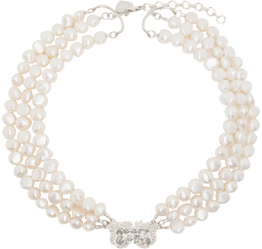 Beepy Bella SSENSE Exclusive White Triple Stand Necklace
