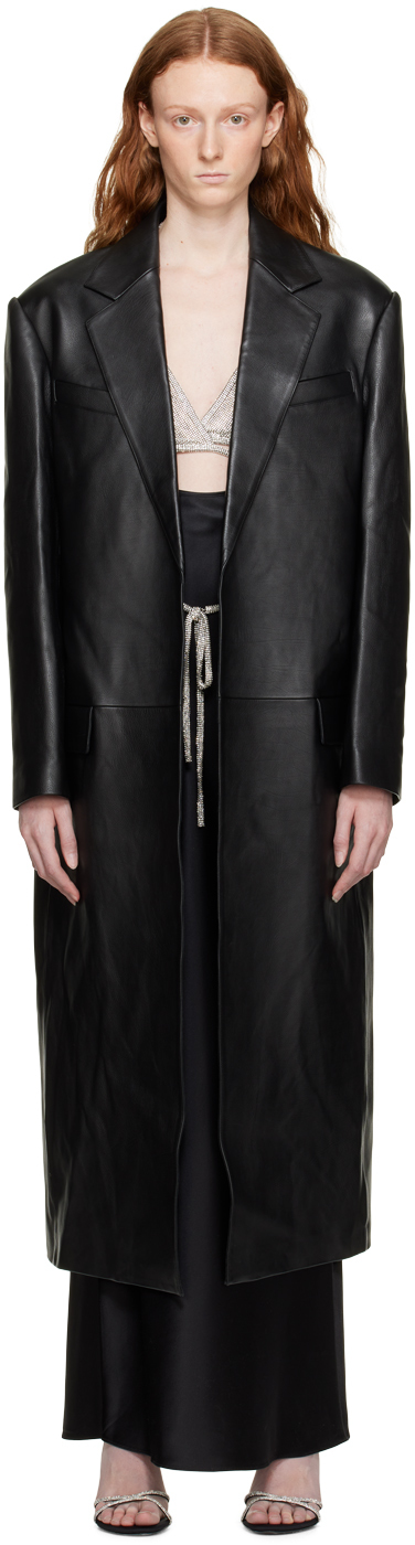 Alexander Wang Black Boxy Leather Coat