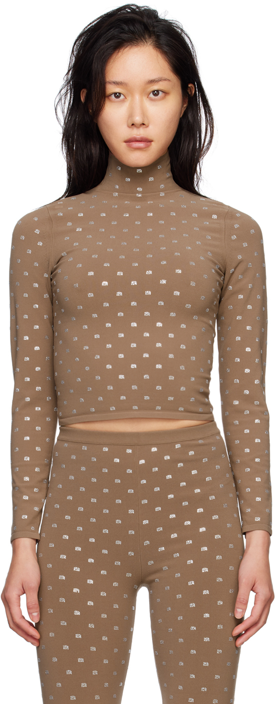 ALEXANDER WANG TAUPE HOTFIX TURTLENECK