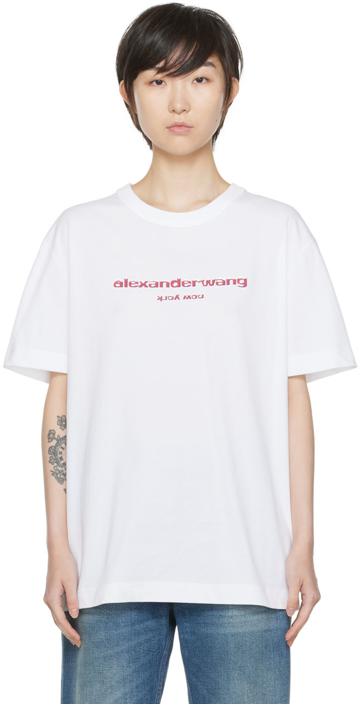 Alexander Wang: White Cotton T-Shirt | SSENSE Canada