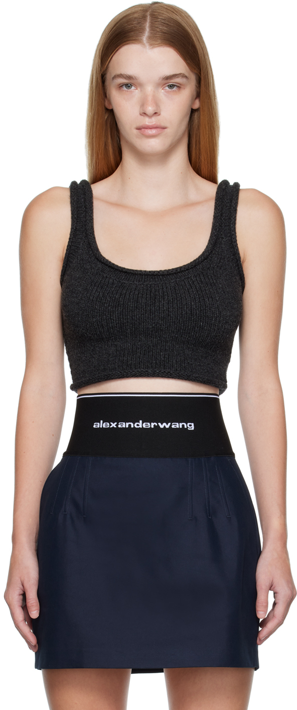 Womens Clothing Tops T-shirts Alexander Wang Cropped Knit T-shirt in Black 