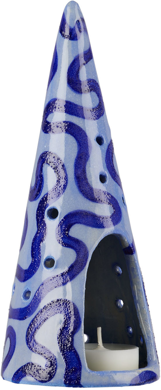 Hannah Simpson Studio Ssense Exclusive Blue Large Tree Tealight Holder In Blue