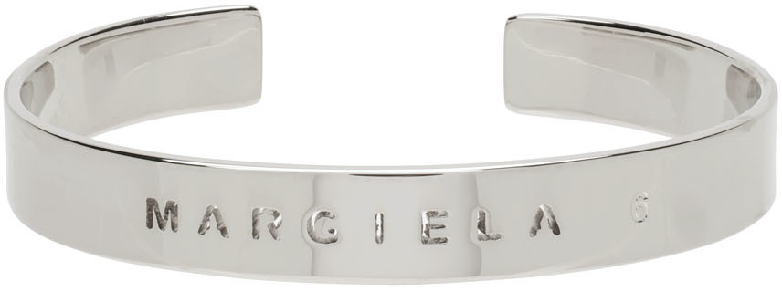 MM6 Maison Margiela Silver Logo Cuff Bracelet