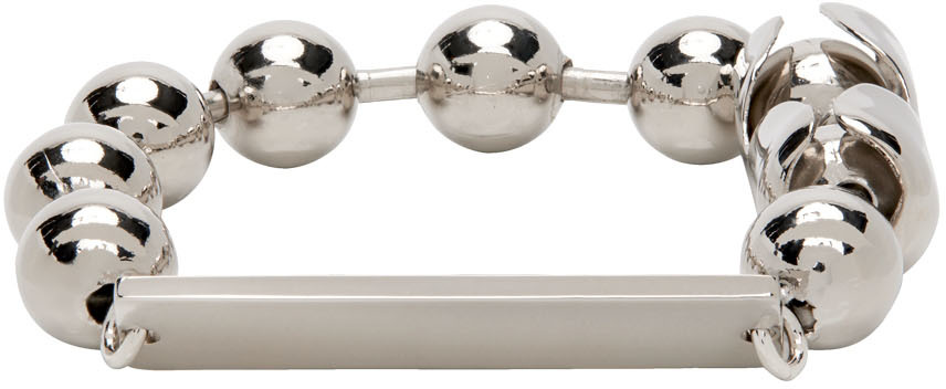 MM6 Maison Margiela: Silver Metal Bead Bracelet | SSENSE