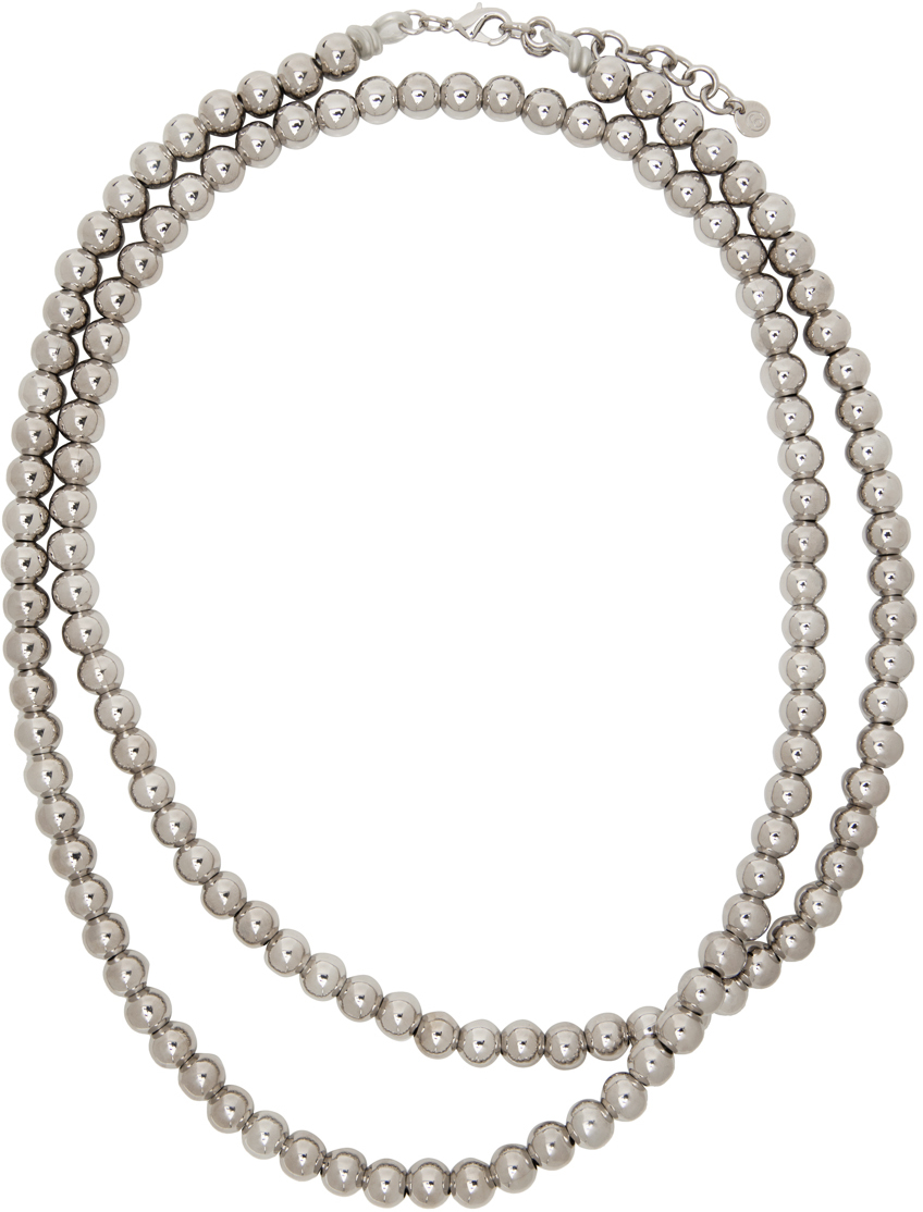 MM6 Maison Margiela Silver Knot Pearl Necklace | Smart Closet