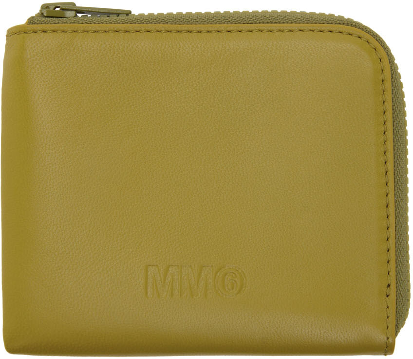 MM6 Maison Margiela Green Leather Zip-Around Wallet