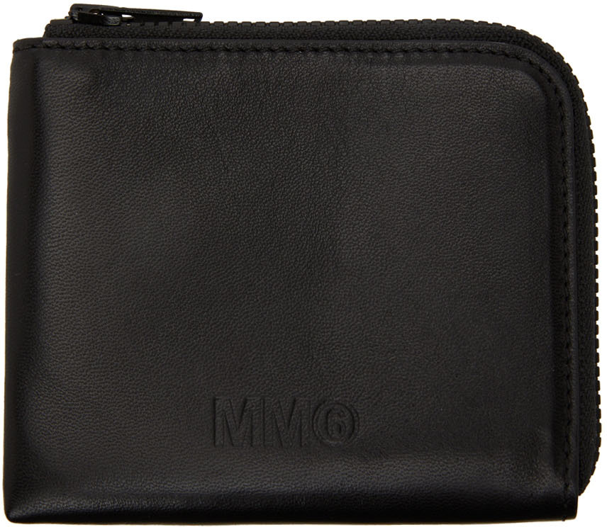 MM6 Maison Margiela Black Leather Zip-Around Wallet