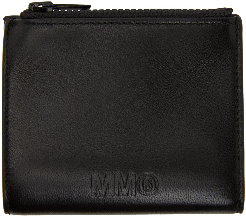 MM6 Maison Margiela Black Leather Zip-Around Wallet