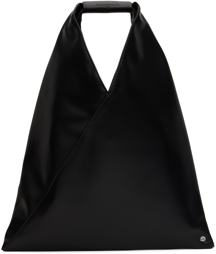 Black Small Faux-Leather Triangle Tote by MM6 Maison Margiela on Sale