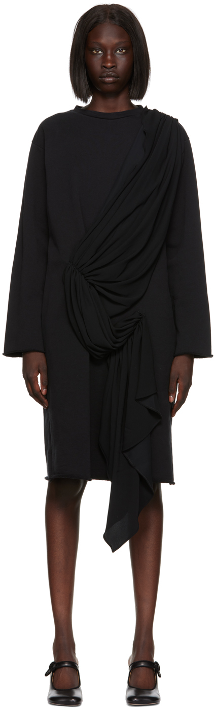 Black Draped Minidress by MM6 Maison Margiela on Sale