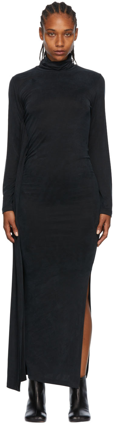 black turtleneck maxi dress