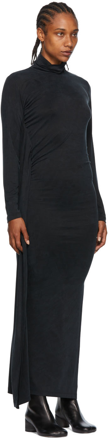 Shop Mm6 Maison Margiela Black Turtleneck Long Dress In 900 Black