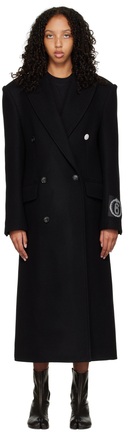 MM6 Maison Margiela Black Double-Breasted Coat