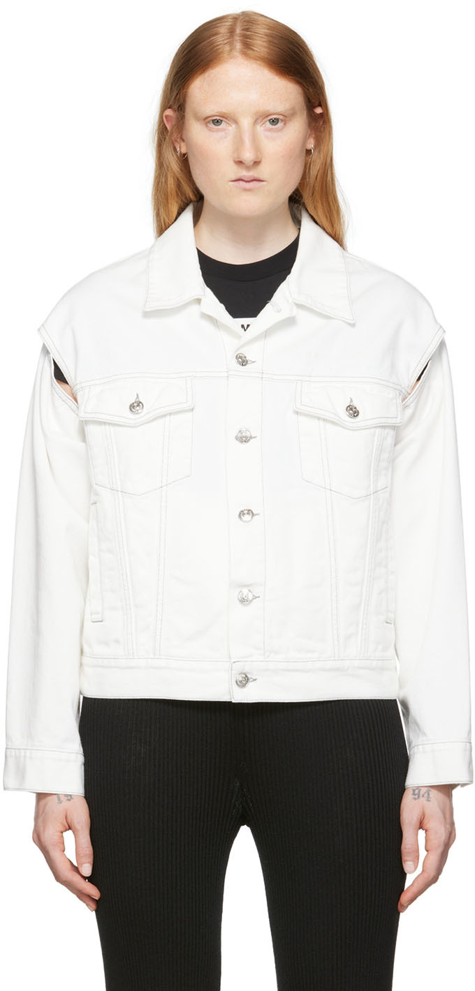 MM6 Maison Margiela White Cut-Out Denim Jacket