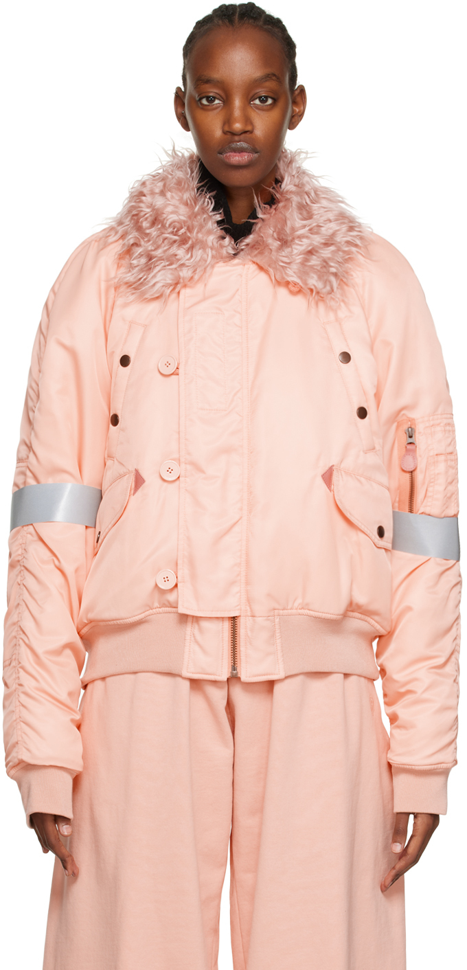 Pink Insulated Bomber Jacket