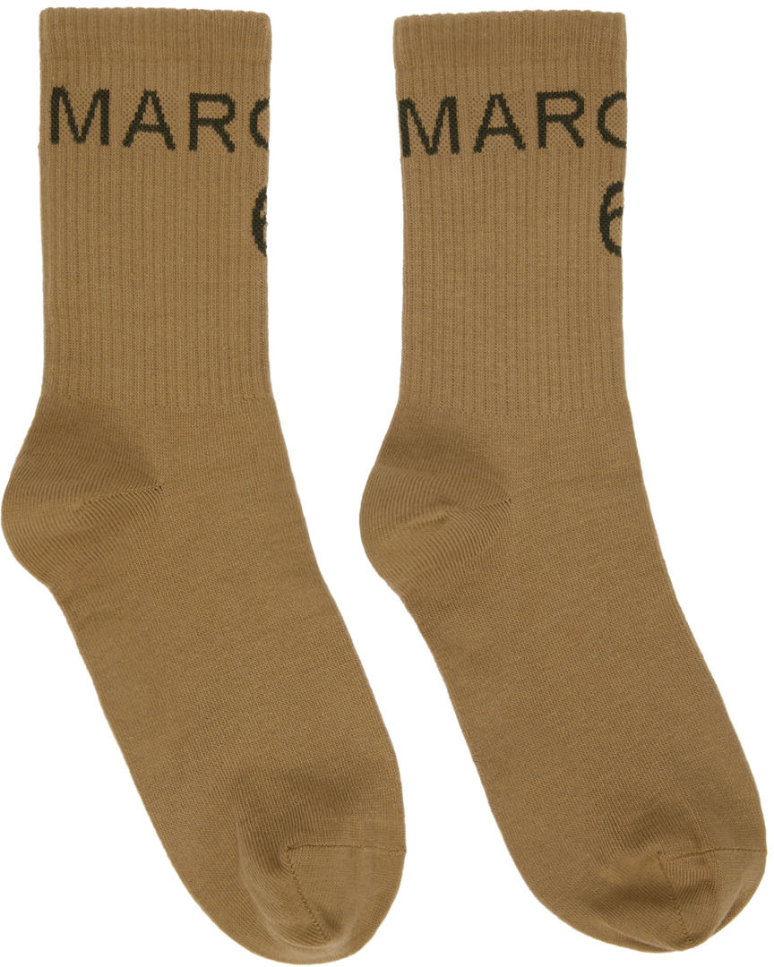 MM6 Maison Margiela Tan Logo Socks