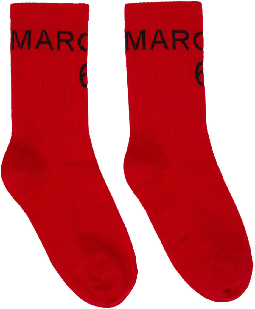 MM6 Maison Margiela Red Logo Socks