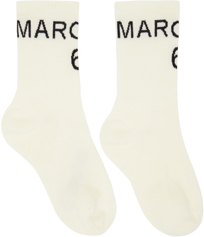 Logo Socks in White MM6 by Maison Martin Margiela Synthetic Off Womens Clothing Hosiery Socks 