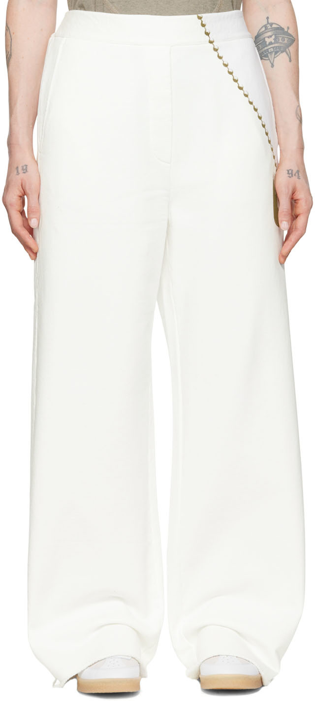 White Slacks and Chinos Straight-leg trousers Womens Clothing Trousers MM6 by Maison Martin Margiela Synthetic Trouser in Ivory 