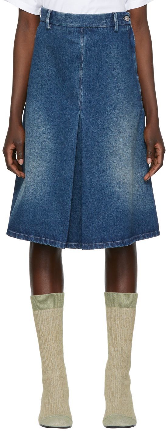 Femme Vêtements Jupes Jupes longueur genou Jupe en jean Jean MM6 by Maison Martin Margiela en coloris Bleu 