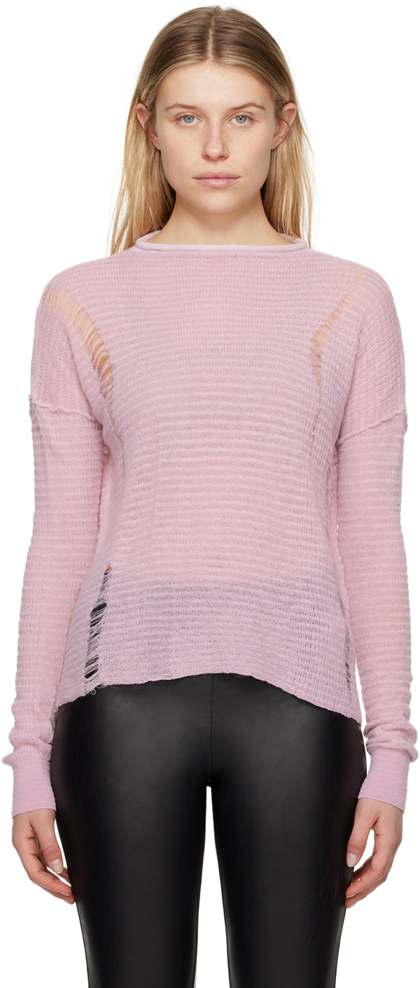 Mm6 Maison Margiela Pink Distressed Sweater In 396f Pink