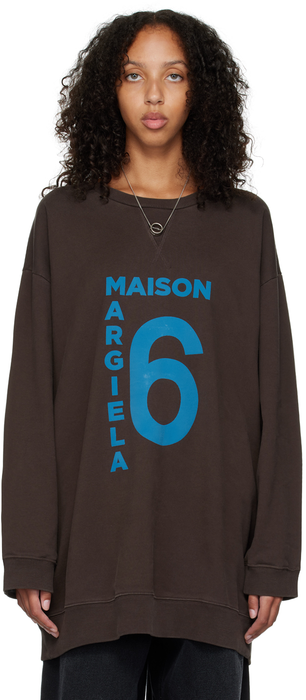 Brown Oversized Sweatshirt by MM6 Maison Margiela on Sale