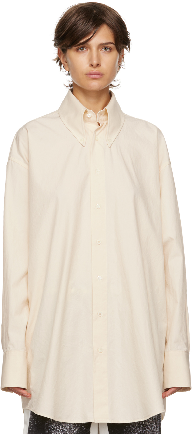 Chemise oversize à rayures Coton Maison Margiela en coloris Blanc Femme Tops Tops Maison Margiela 