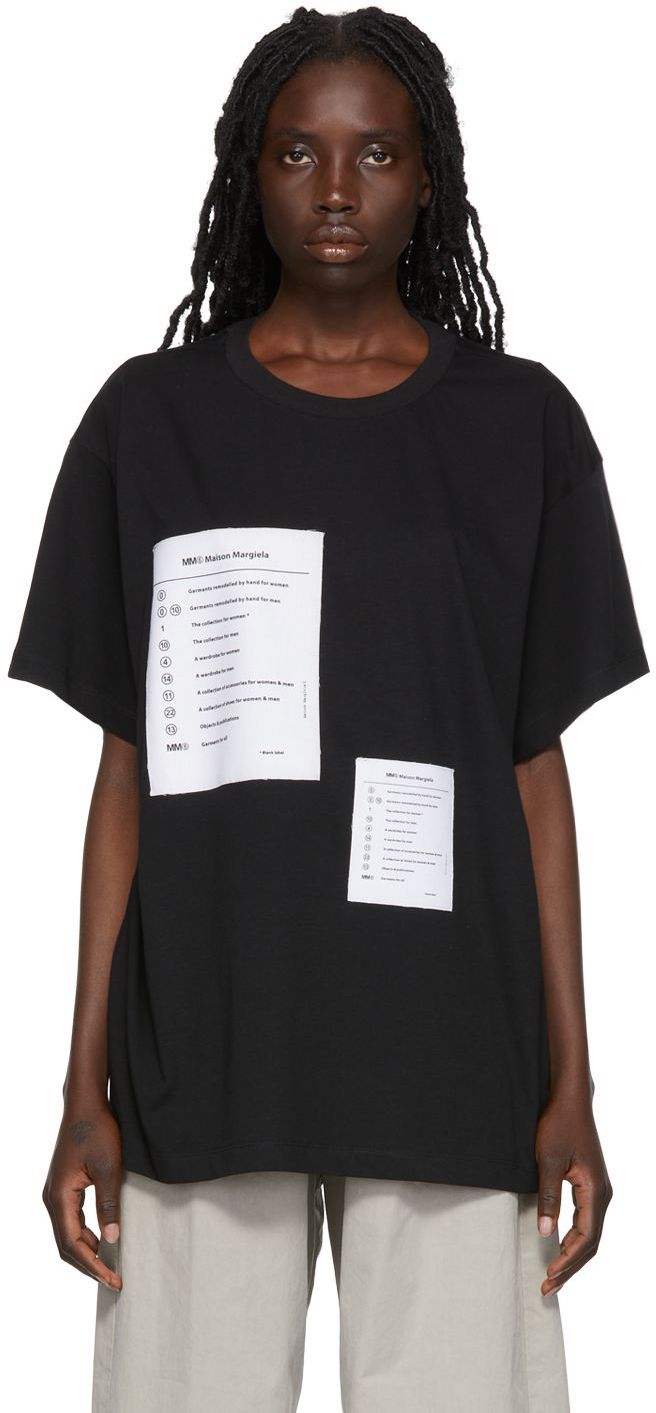 Mm6 Maison Margiela Cotton T-shirt With Patches In Black | ModeSens