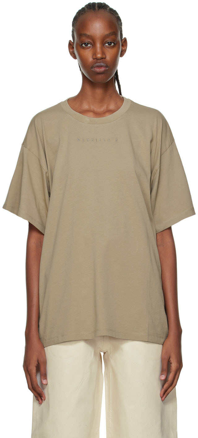 MM6 Maison Margiela: Beige Cotton T-Shirt | SSENSE