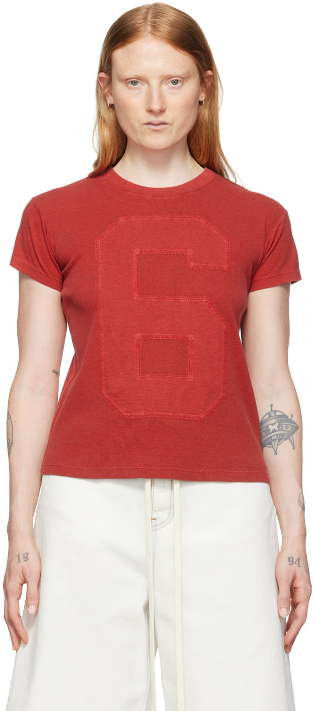 MM6 Maison Margiela Red Embroidered T-Shirt