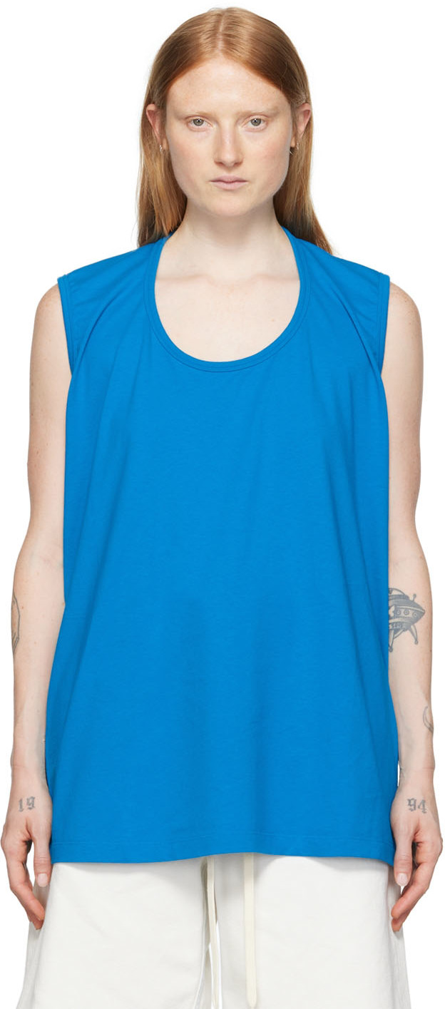 Blue Cut-Out Tank Top