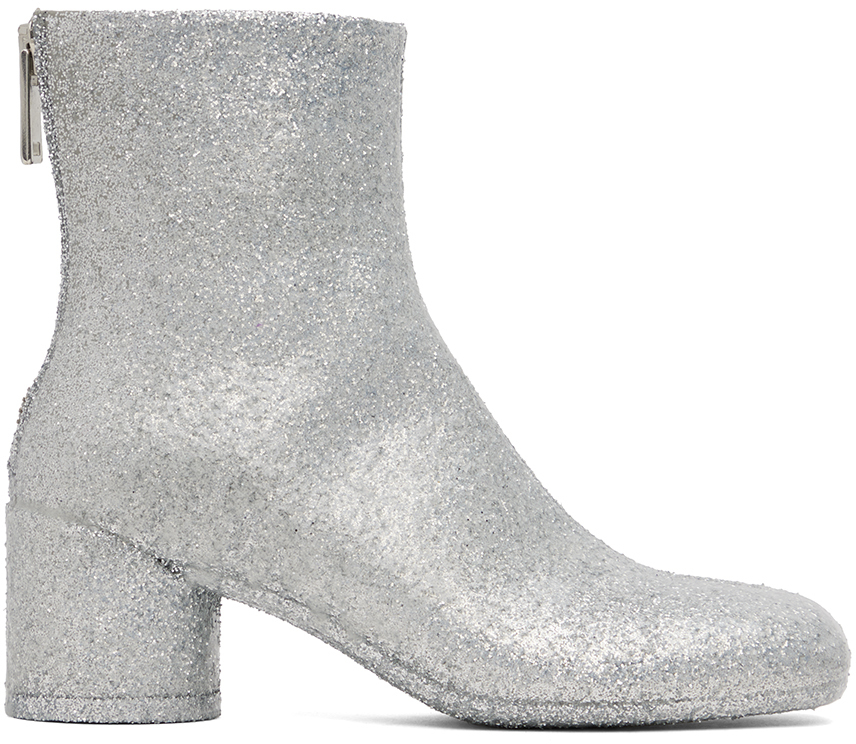 Bottes scintillantes argentees MM6 Maison Margiela en solde