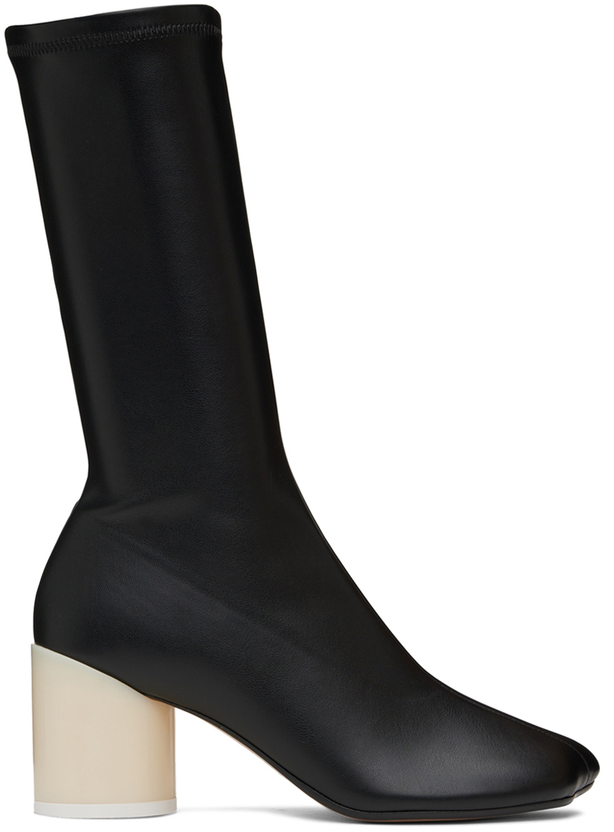 MM6 Maison Margiela Black Faux-Leather Boots