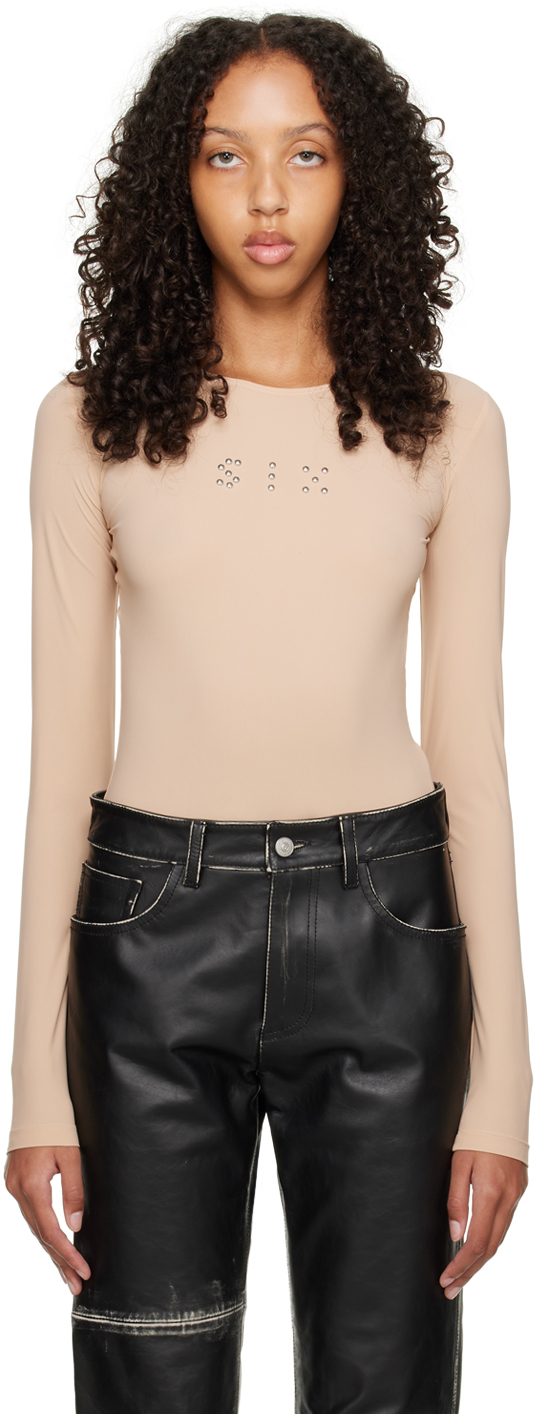 Beige Studded Six Bodysuit