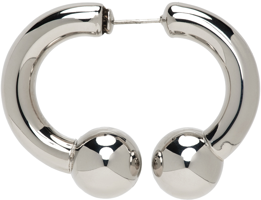 Silver Textured Hoop Earrings Ssense Uomo Accessori Gioielli Orecchini 