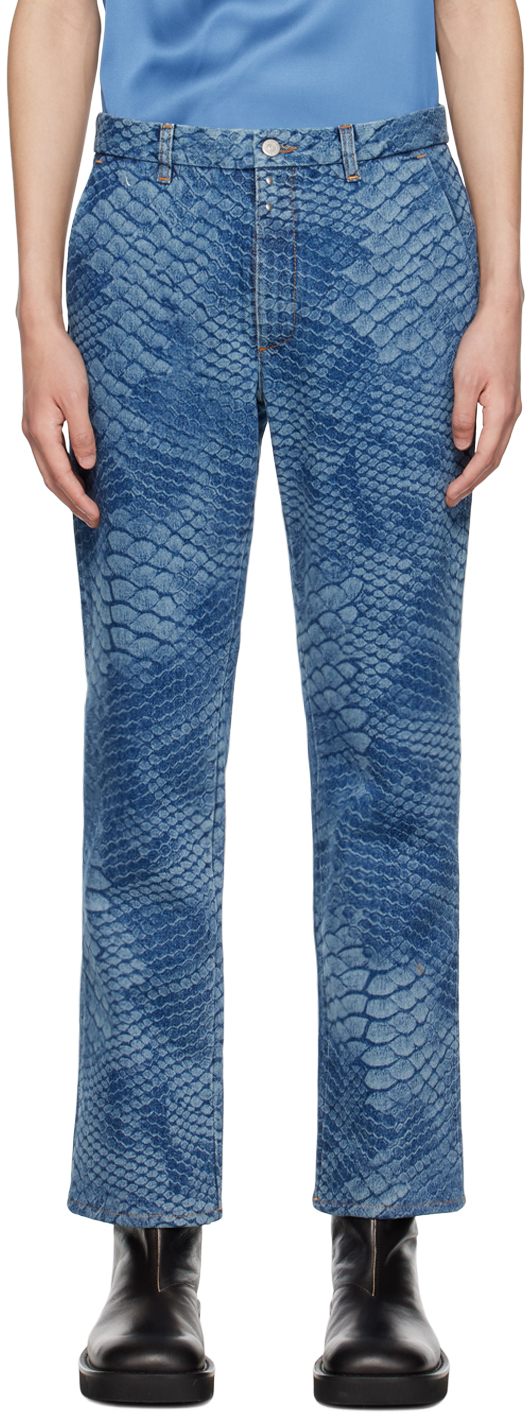 MM6 Maison Margiela Blue Snakeskin Jeans