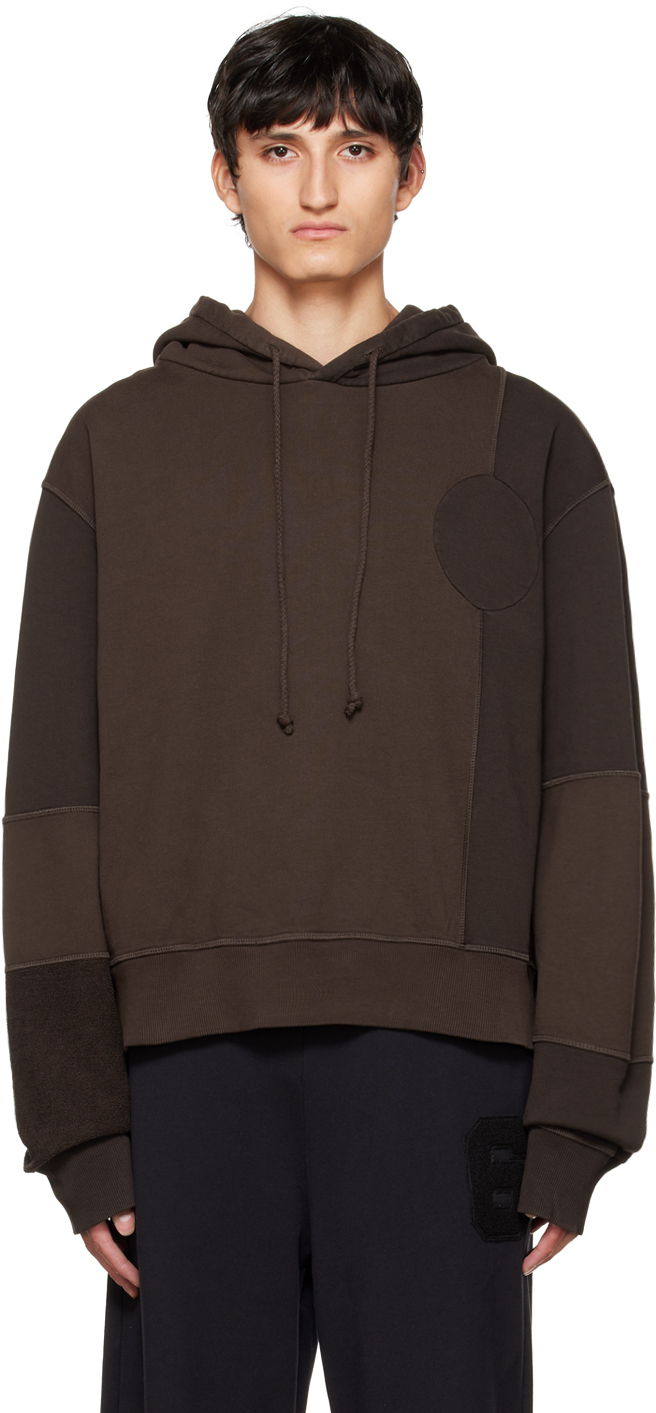 Brown Paneled Hoodie