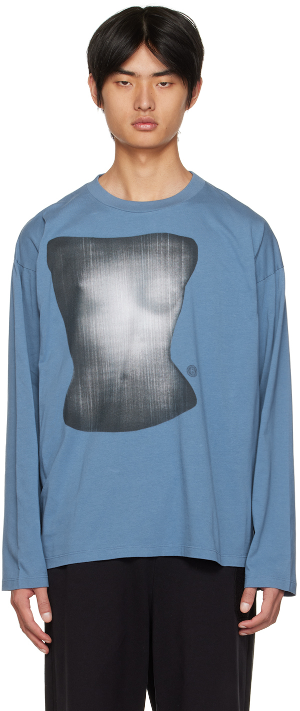 Blue Graphic Long Sleeve T-Shirt