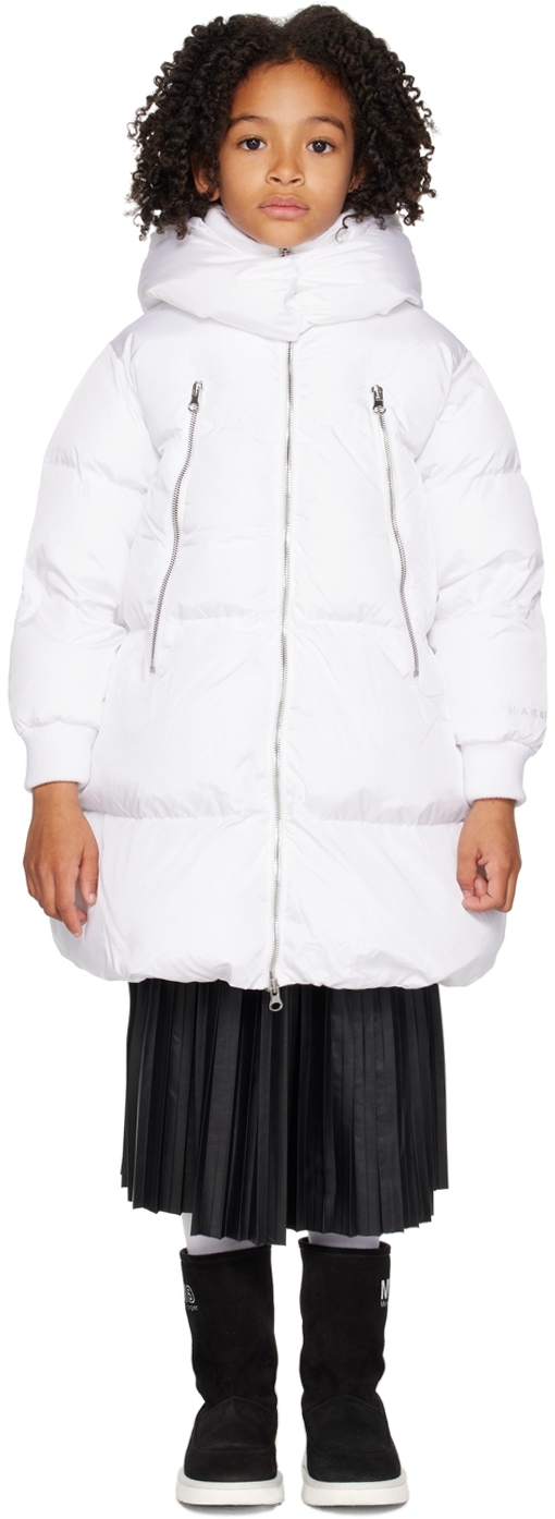 Mm6 Maison Margiela Kids White Hooded Jacket In M6100 White