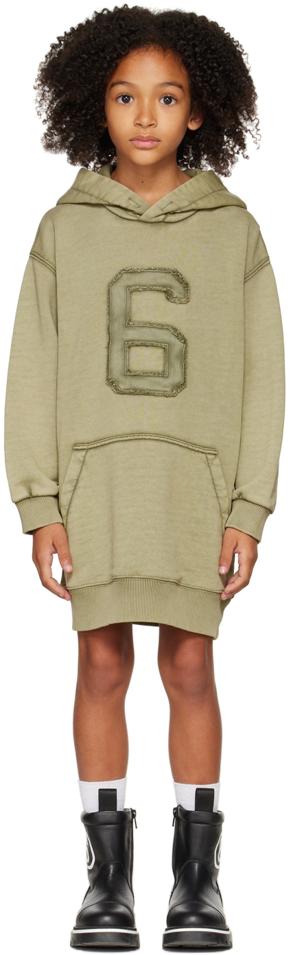 Kids Khaki Logo Hoodie Dress by MM6 Maison Margiela | SSENSE