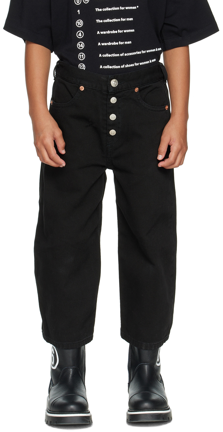 Kids Black Button Wide Jeans by MM6 Maison Margiela | SSENSE Canada