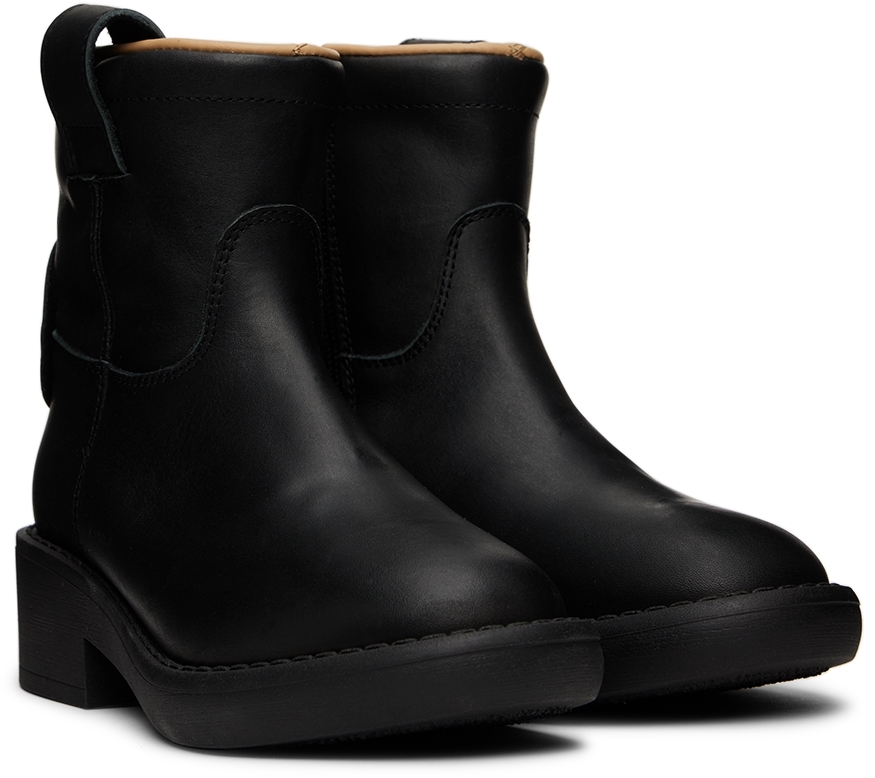 Mm6 Maison Margiela Kids Black Leather Zip-up Boots In 1 Black