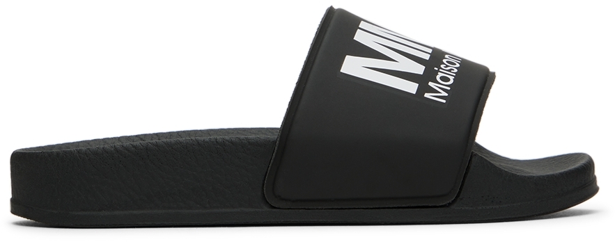 Mm6 Maison Margiela Black Logo Slide Sandals In 2 Black