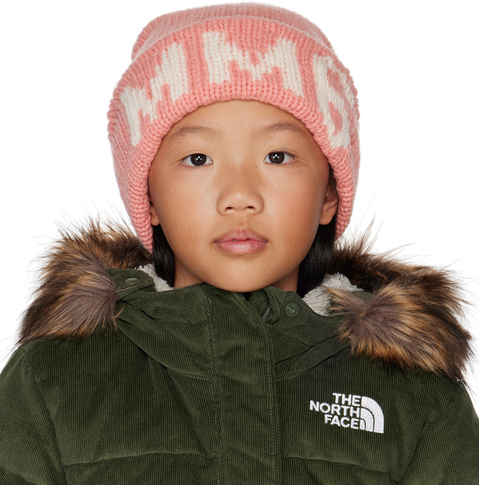 Mm6 Maison Margiela Kids' キッズ｜ピンク ロゴ ビーニー In Pink